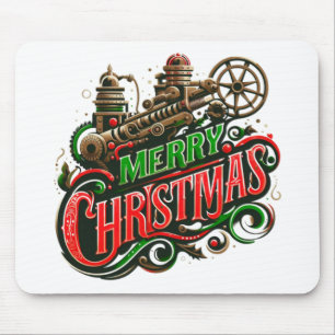 Vrolijke Kerstmis steampunk Muismat