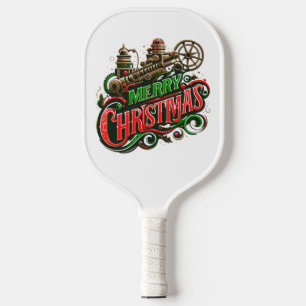 Vrolijke Kerstmis steampunk Pickleball Paddle