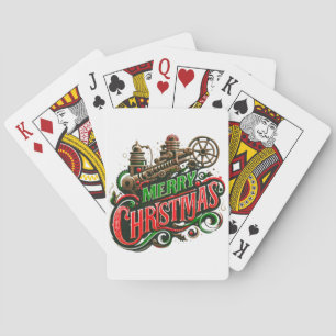 Vrolijke Kerstmis steampunk Pokerkaarten