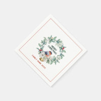 Vrolijke Kerstmis Typografie Krans & Rode Robin
