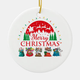 Vrolijke Kerstmis Typografie Santa Tekst Keramisch Ornament