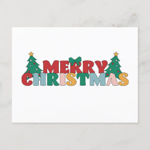 Vrolijke Kerstmis Typografie Versierde dennenboom Briefkaart