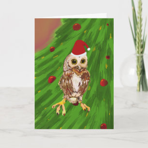 Vrolijke Kerstmis van de Uil Feestdagen Kaart