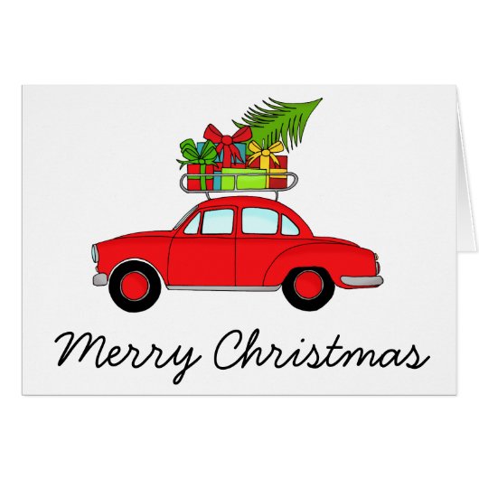 Vrolijke Kerstmis Vintage Auto (Voorkant Horizontaal)