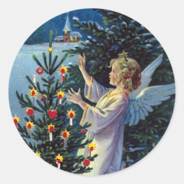 "Vrolijke Kerstmis" Vintage Kerstmis Ronde Sticker
