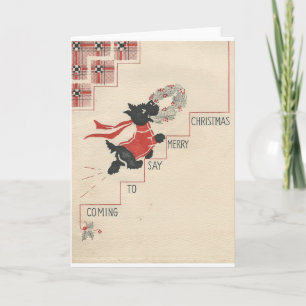 Vrolijke Kerstmis vintage Scottie Feestdagen Kaart