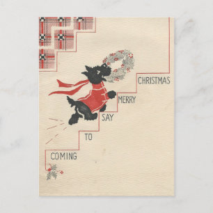 Vrolijke Kerstmis vintage Scottie Feestdagenkaart