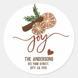 Vrolijke Kerstmis Vreugde Kaneel Rustieke Typograf Ronde Sticker