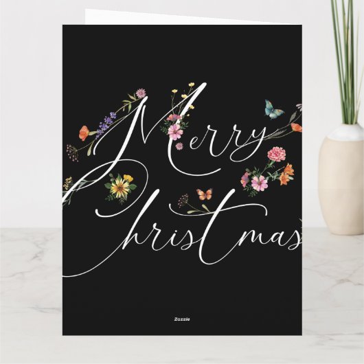 Vrolijke Kerstmis Wilde Bloemen Vakantie Groet Kaart (Achterkant)