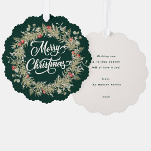 Vrolijke Kerstmis Winter krans Ornament Kaart