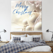 Vrolijke Kerstmis Witte Kerstversieringen Canvas Afdruk (Insitu (Slaapkamer))