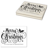 Vrolijke Kerstmiskalligrafie Versierd, Groot Rubberstempel (Gestempeld)