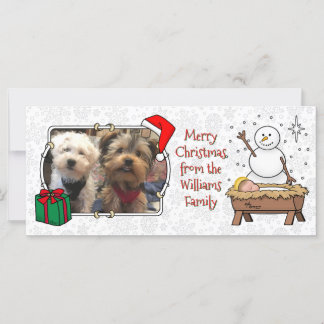 Vrolijke Kerstmiskerststal Baby Jesus Snowman