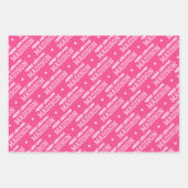 Vrolijke Kerstnaam Monogram Roze Tiener Meisje Inpakpapier Vel (Voorkant)