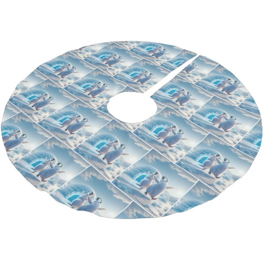 Vrolijke kerstpinguïns dansen kerstboom rok (Gekanteld)