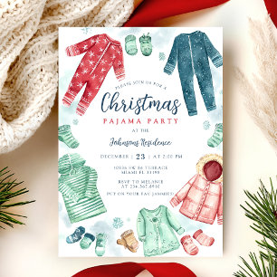 Vrolijke Kerstpyjama Feest Uitnodiging