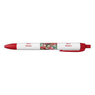 Vrolijke kerstschrijfpen blauwe inkt pen