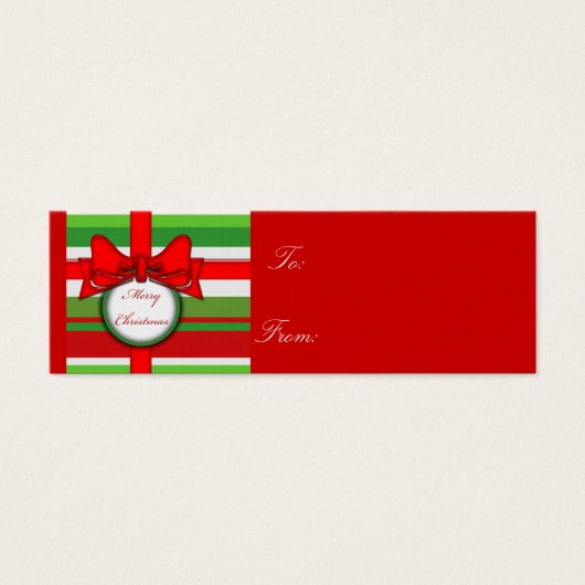 vrolijke kerststripe , cadeaulabel mini visitekaartjes (Voorkant)