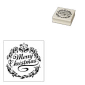 Vrolijke kersttekst, klokken en hulst 	rubberstempel (Gestempeld)