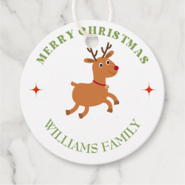 Vrolijke kersttekst rendier wit bedankjes labels