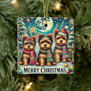  vrolijke kerstterriër Yorskhire Yorkie Keramisch Ornament