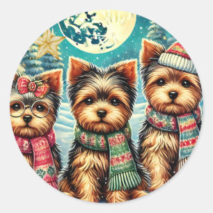  vrolijke kerstterriër Yorskhire Yorkie Ronde Sticker