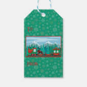 Vrolijke kersttrein met hond cadeaulabel (Voorkant)