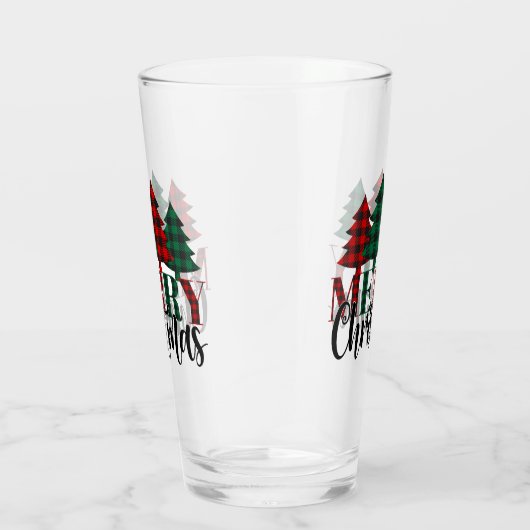 Vrolijke kersttypografie met kerstbomen glas (Rechts)