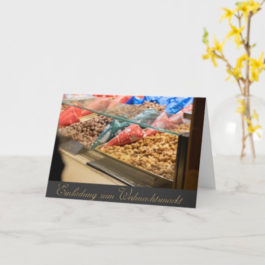 Vrolijke Kerstuitnodiging aan Kerstmarkt Kaart (Gele Bloem)