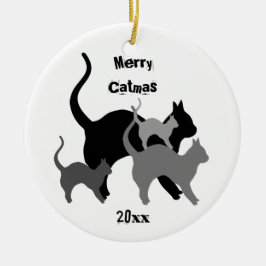 Vrolijke kerstvakantie katten keramisch ornament