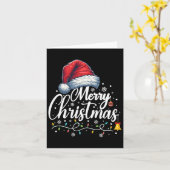 Vrolijke kerstverlichting Kerstmuts Grappig Kerstg Kaart (Gele Bloem)