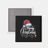 Vrolijke kerstverlichting Kerstmuts Grappig Kerstg Magneet (Voorkant / Achterkant)