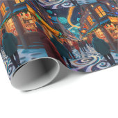 Vrolijke kerstviering in de winter cadeaupapier (Rol Hoek)