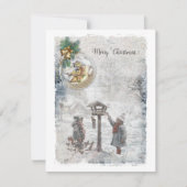  vrolijke kerstvogels & Ornament Feestdagenkaart (Voorkant)