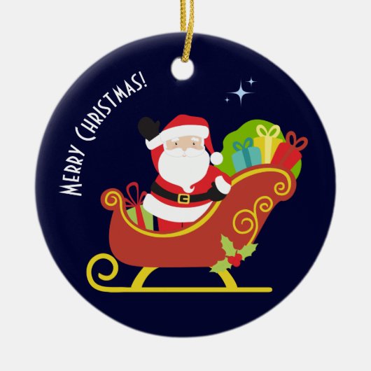 Vrolijke kerstwensen van de Kerstman Keramisch Ornament (Voorkant)