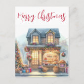 vrolijke kerstwinterscène typografie briefkaart (Voorkant)