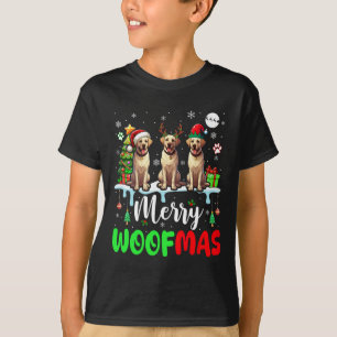 Vrolijke Kerstwolf Drie Santa Elf Labrador Retr T-shirt