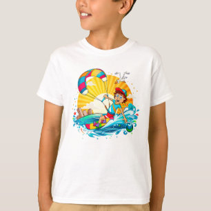 Vrolijke kite surfing illustratie. t-shirt