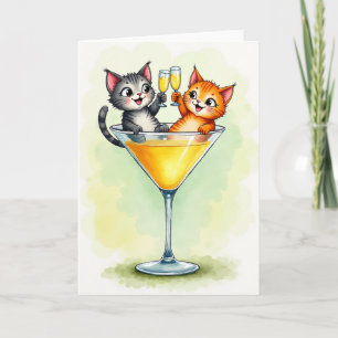 Vrolijke Kitten Glas Kaart