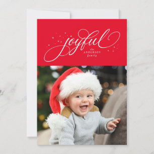 Vrolijke klassieke Kerst foto rode Kerstkaart