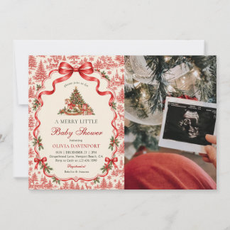 Vrolijke Kleine Baby Shower Kerst Foto Kaart