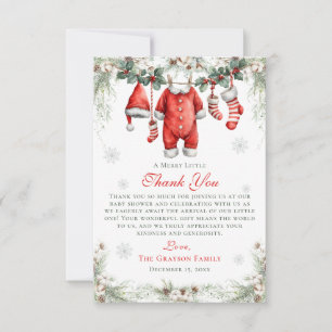 Vrolijke Kleine Baby Shower Kerstman Waslijn Bedankkaart