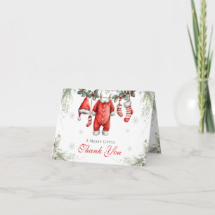 Vrolijke Kleine Baby Shower Kerstman Waslijn Bedankkaart