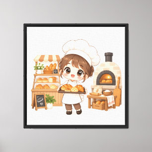 Vrolijke Kleine Bakker Canvas Afdruk