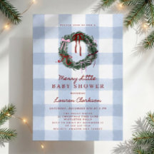 Vrolijke Kleine Blauwe Gingham Krans Baby Shower