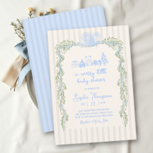 Vrolijke Kleine Blauwe Groene Baby Shower voor Jon