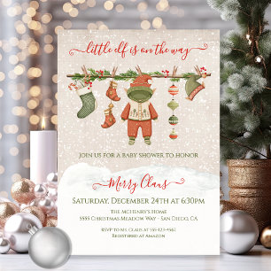 Vrolijke kleine Elf Kerst Baby Shower Kaart