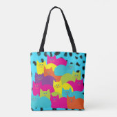 Vrolijke kleurrijke katten canvas tas (Achterkant)