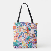 Vrolijke kleurrijke Modern Leaves Monogram Tas 🌿✨ (Achterkant)