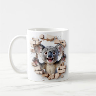 Vrolijke Koala Breekt Door Beige Bakstenen Muur He Koffiemok